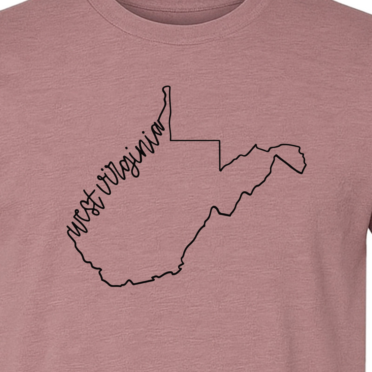 West Virginia Map T-Shirt, Script State Outline Design for Hometown Pride and Travel