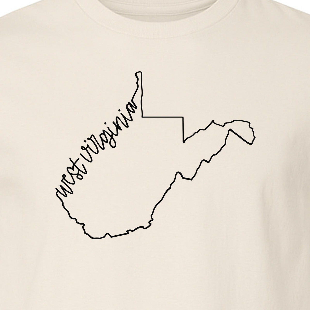 West Virginia Map T-Shirt, Script State Outline Design for Hometown Pride and Travel