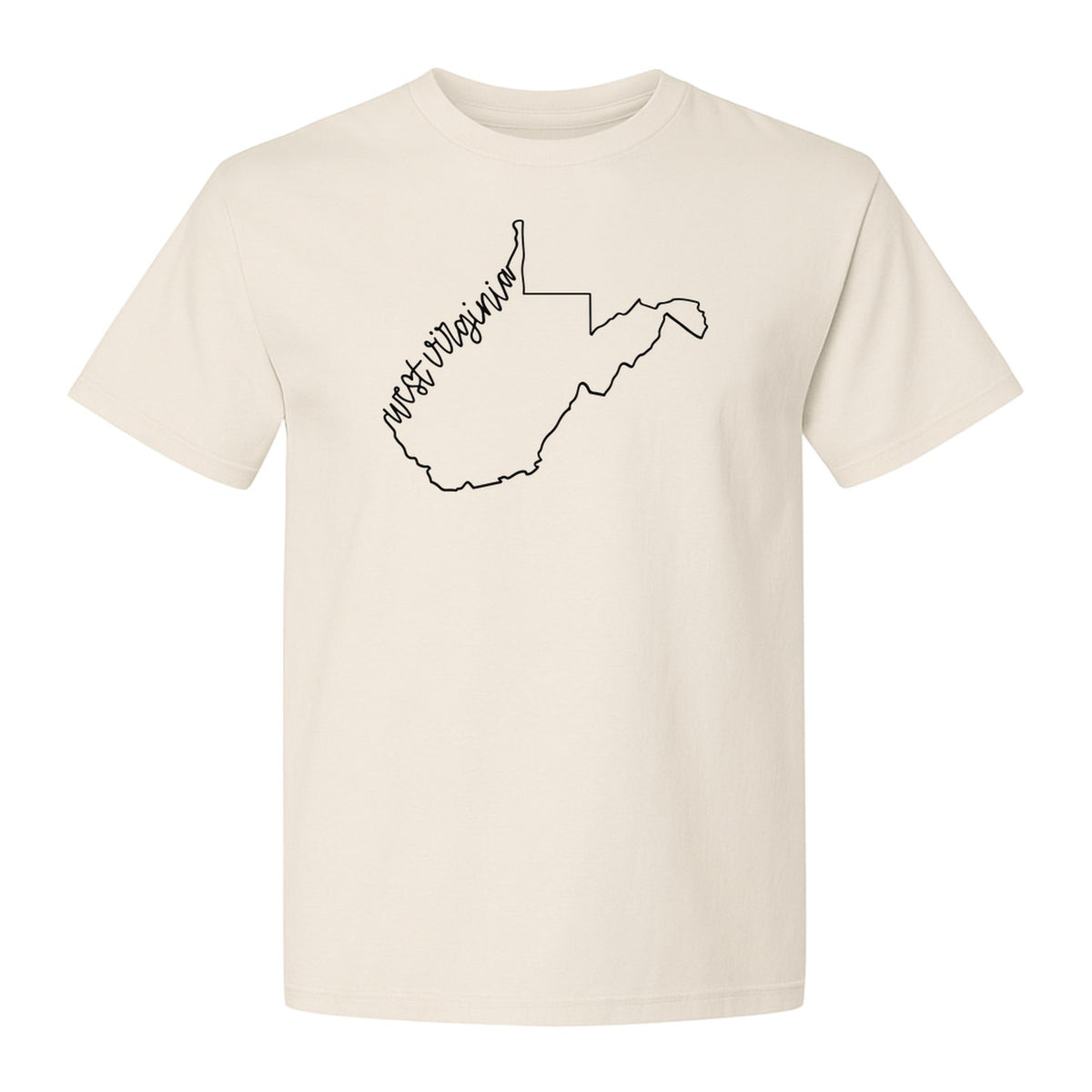 West Virginia Map T-Shirt, Script State Outline Design for Hometown Pride and Travel