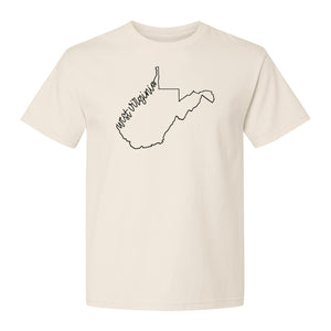 West Virginia Map T-Shirt, Script State Outline Design for Hometown Pride and Travel