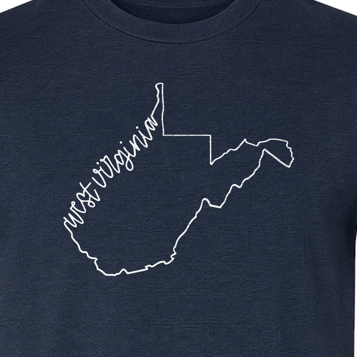 West Virginia Map T-Shirt, Script State Outline Design for Hometown Pride and Travel