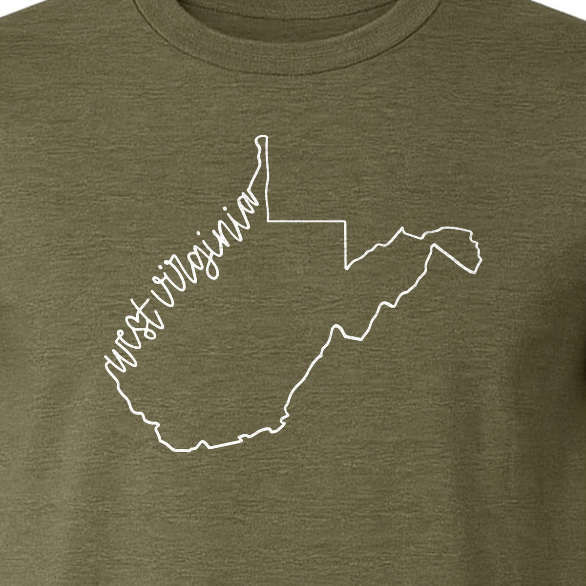 West Virginia Map T-Shirt, Script State Outline Design for Hometown Pride and Travel