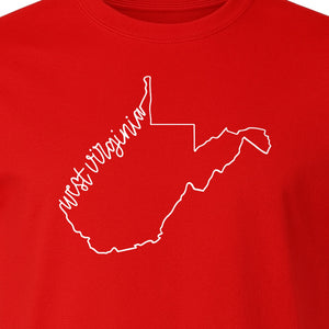 West Virginia Map T-Shirt, Script State Outline Design for Hometown Pride and Travel
