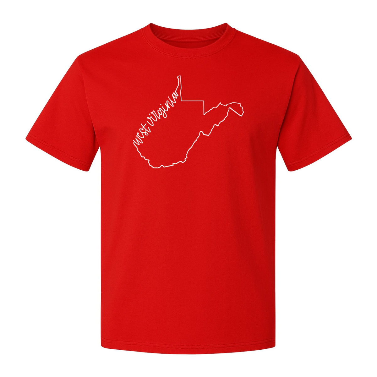 West Virginia Map T-Shirt, Script State Outline Design for Hometown Pride and Travel