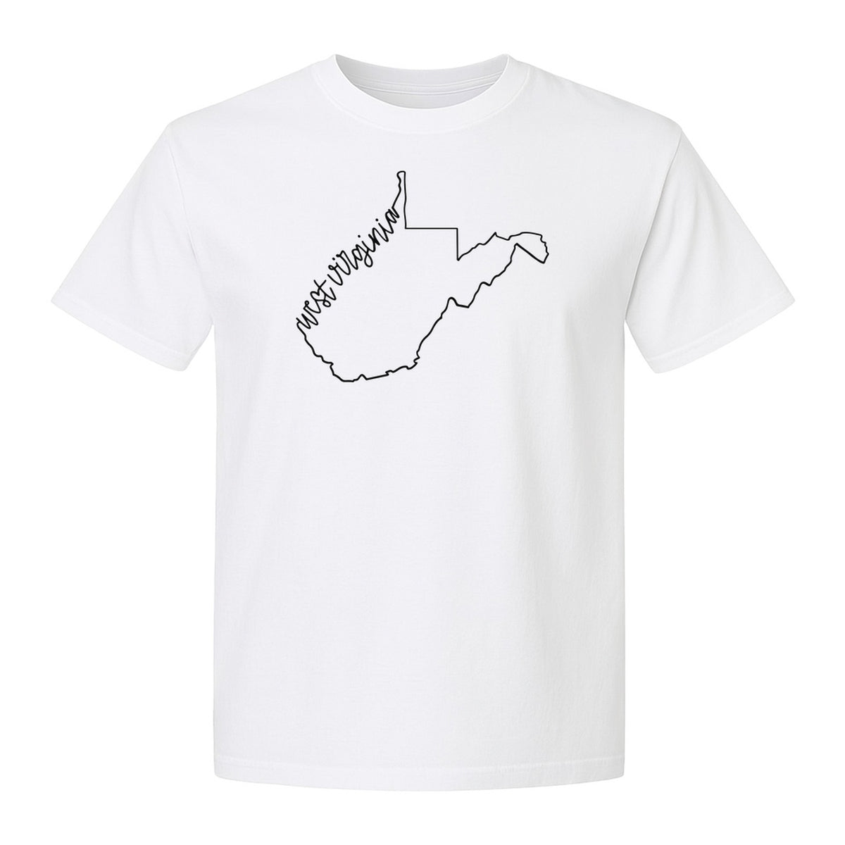 West Virginia Map T-Shirt, Script State Outline Design for Hometown Pride and Travel