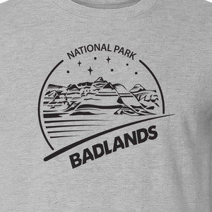 Badlands National Park T-Shirt, South Dakota Mountain Landscape Travel Graphic for Hikers and Campers