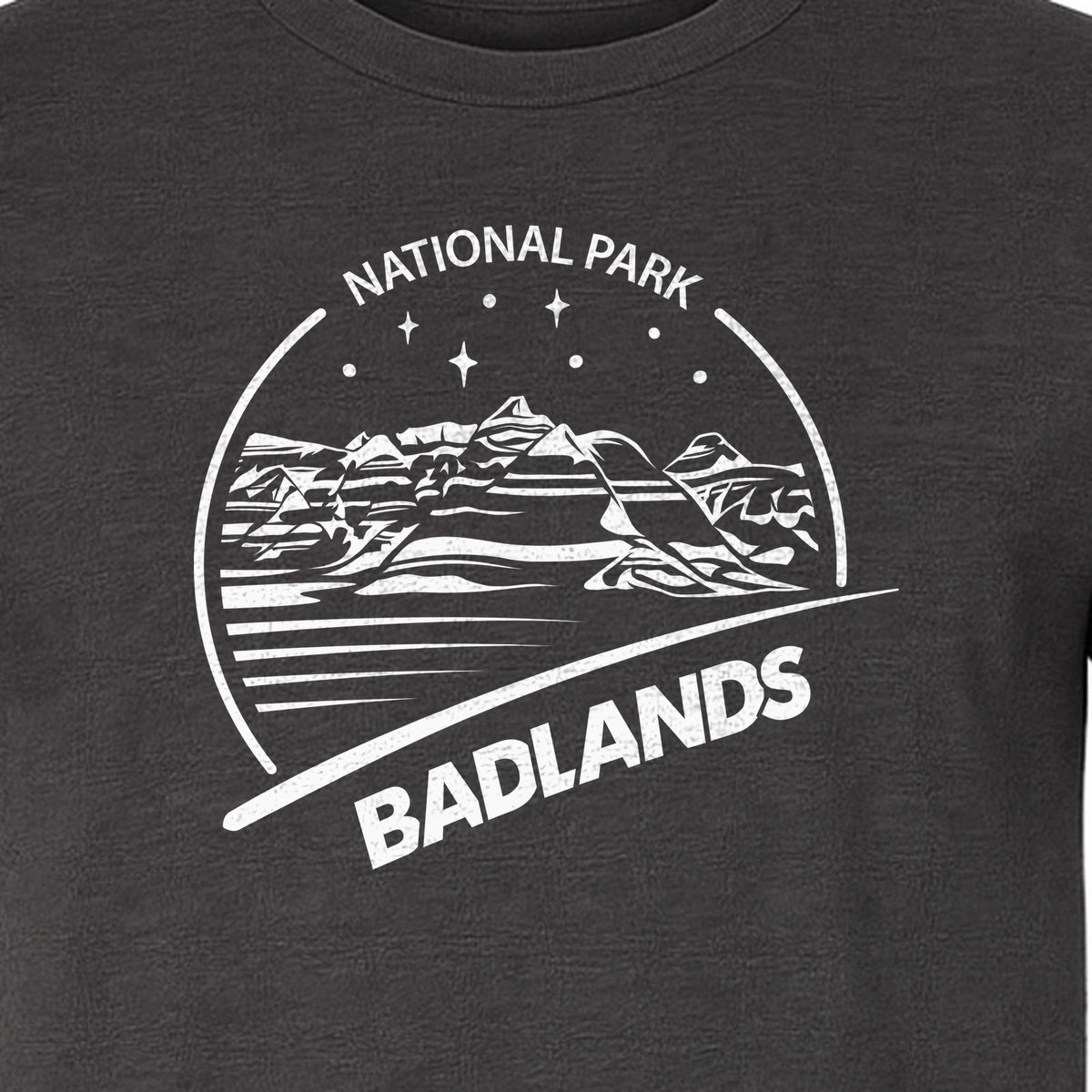 Badlands National Park T-Shirt, South Dakota Mountain Landscape Travel Graphic for Hikers and Campers