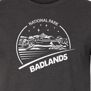Badlands National Park T-Shirt, South Dakota Mountain Landscape Travel Graphic for Hikers and Campers