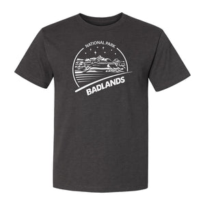 Badlands National Park T-Shirt, South Dakota Mountain Landscape Travel Graphic for Hikers and Campers