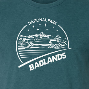 Badlands National Park T-Shirt, South Dakota Mountain Landscape Travel Graphic for Hikers and Campers