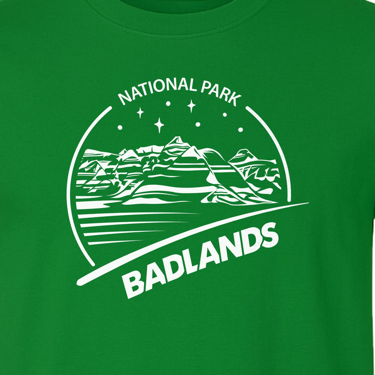 Badlands National Park T-Shirt, South Dakota Mountain Landscape Travel Graphic for Hikers and Campers