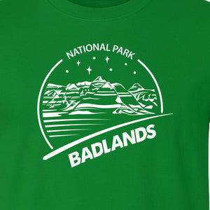 Badlands National Park T-Shirt, South Dakota Mountain Landscape Travel Graphic for Hikers and Campers