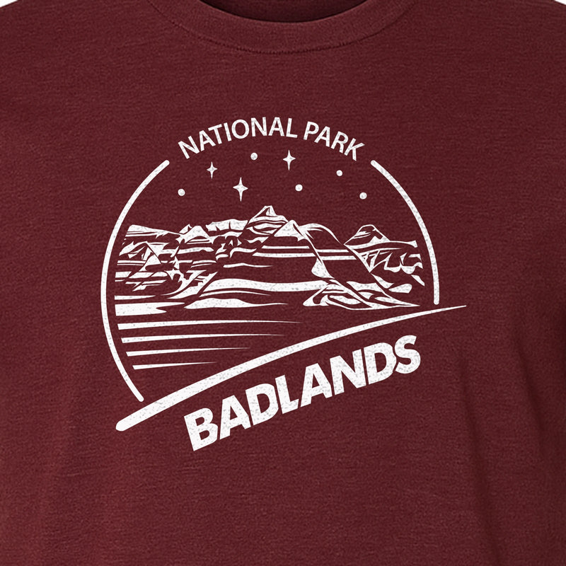 Badlands National Park T-Shirt, South Dakota Mountain Landscape Travel Graphic for Hikers and Campers