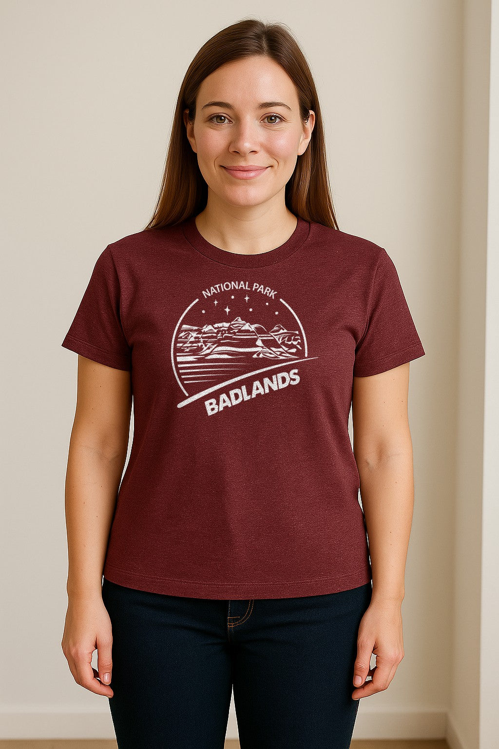 Badlands National Park T-Shirt, South Dakota Mountain Landscape Travel Graphic for Hikers and Campers