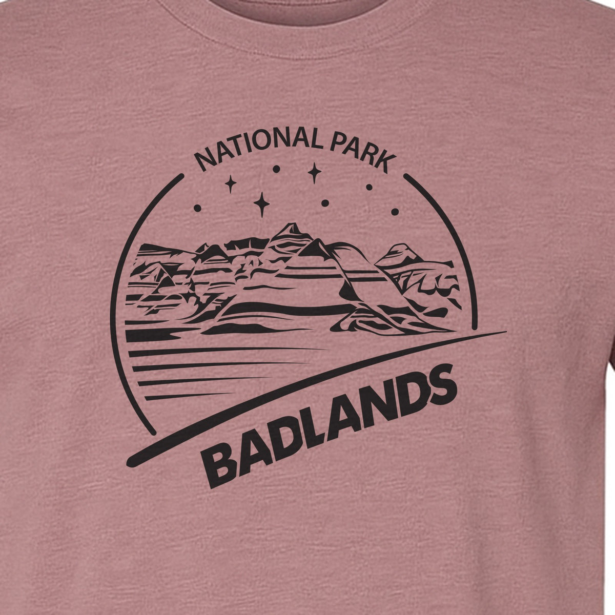 Badlands National Park T-Shirt, South Dakota Mountain Landscape Travel Graphic for Hikers and Campers