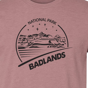 Badlands National Park T-Shirt, South Dakota Mountain Landscape Travel Graphic for Hikers and Campers