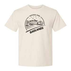 Badlands National Park T-Shirt, South Dakota Mountain Landscape Travel Graphic for Hikers and Campers