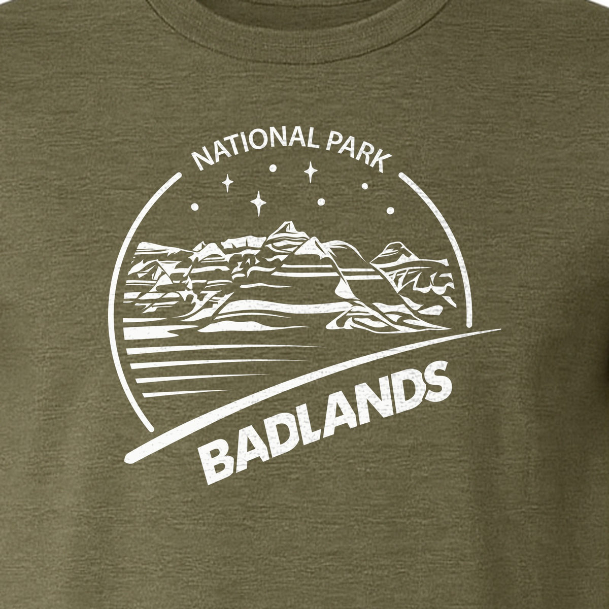 Badlands National Park T-Shirt, South Dakota Mountain Landscape Travel Graphic for Hikers and Campers