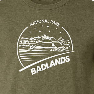 Badlands National Park T-Shirt, South Dakota Mountain Landscape Travel Graphic for Hikers and Campers
