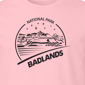 Badlands National Park T-Shirt, South Dakota Mountain Landscape Travel Graphic for Hikers and Campers