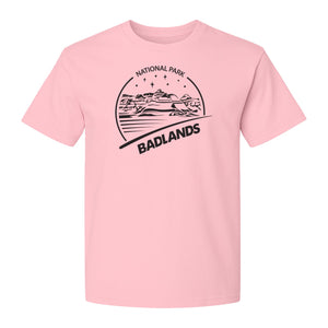 Badlands National Park T-Shirt, South Dakota Mountain Landscape Travel Graphic for Hikers and Campers