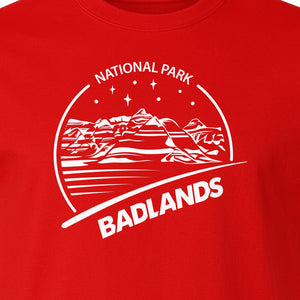 Badlands National Park T-Shirt, South Dakota Mountain Landscape Travel Graphic for Hikers and Campers