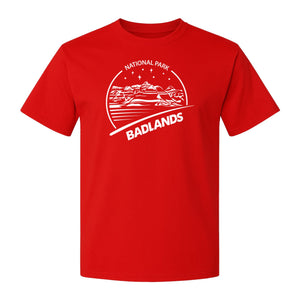 Badlands National Park T-Shirt, South Dakota Mountain Landscape Travel Graphic for Hikers and Campers
