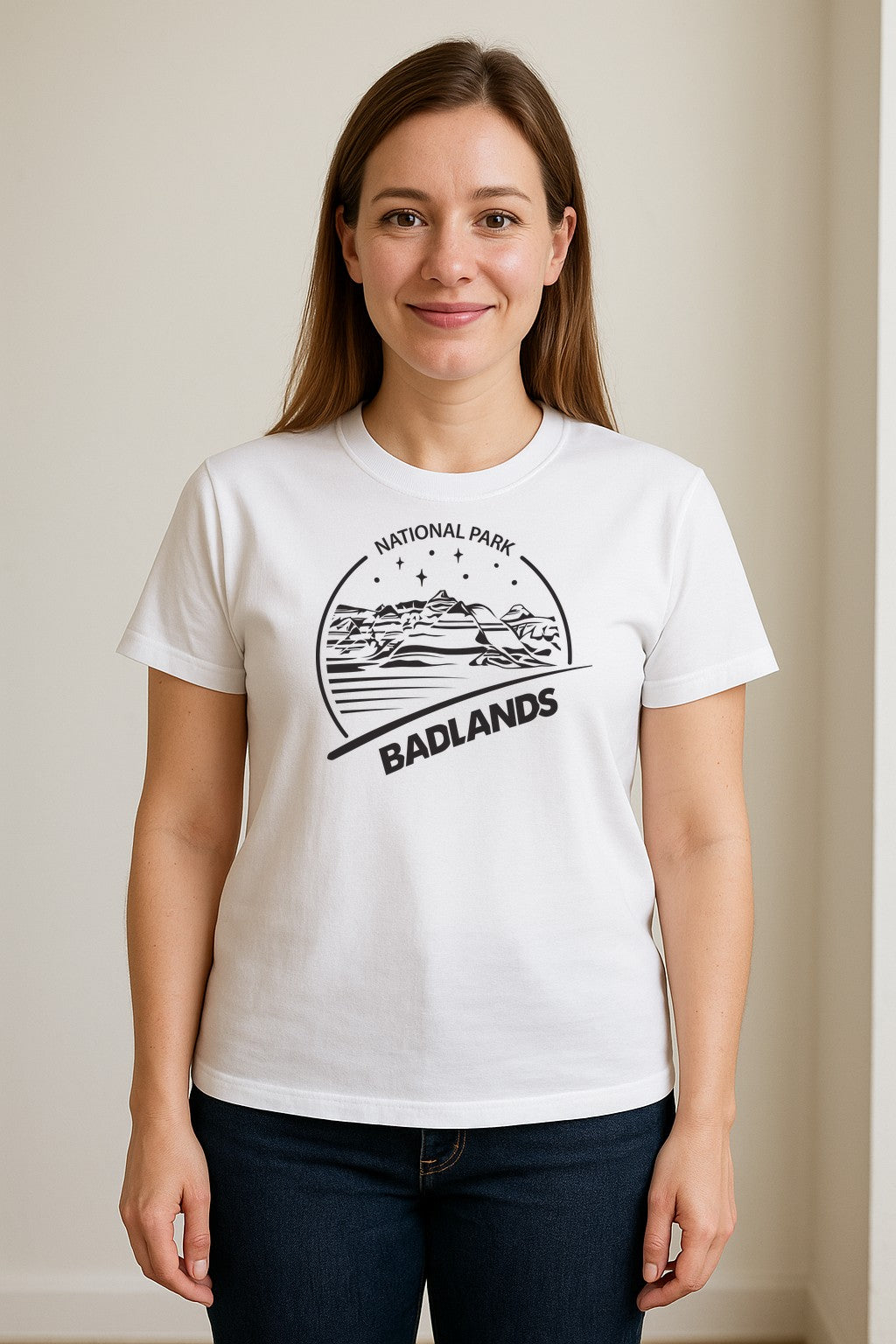 Badlands National Park T-Shirt, South Dakota Mountain Landscape Travel Graphic for Hikers and Campers