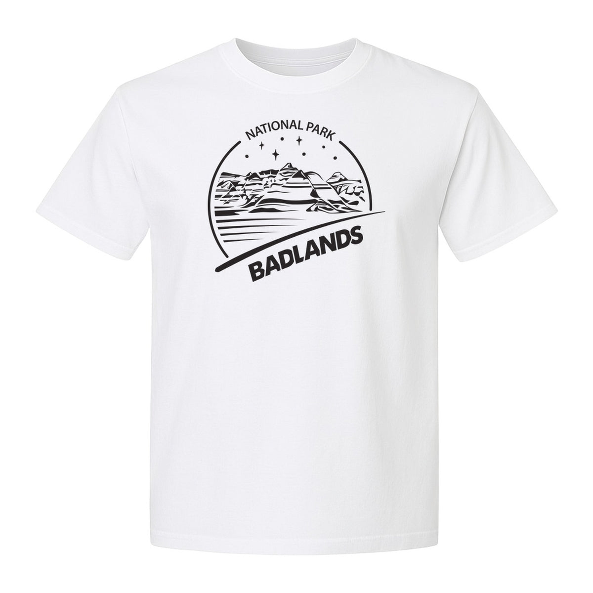 Badlands National Park T-Shirt, South Dakota Mountain Landscape Travel Graphic for Hikers and Campers