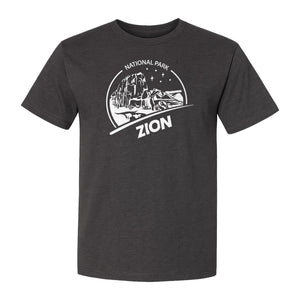 Zion National Park T-Shirt, Vintage Canyon Landscape Graphic for Hiking and Camping Trips