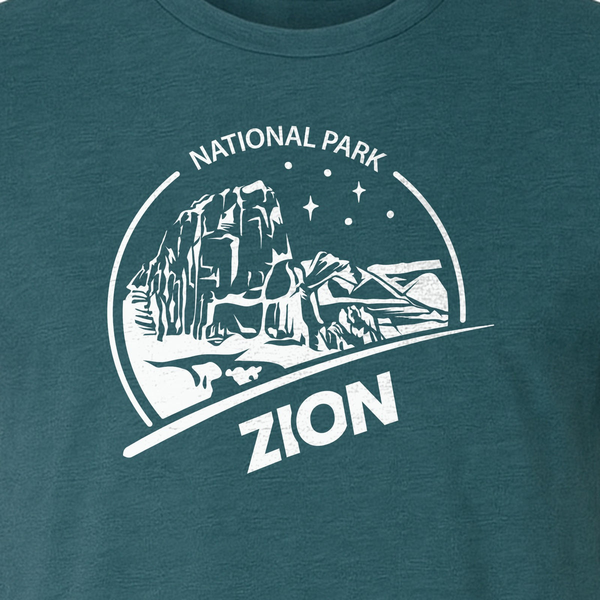 Zion National Park T-Shirt, Vintage Canyon Landscape Graphic for Hiking and Camping Trips