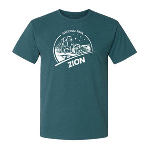 Zion National Park T-Shirt, Vintage Canyon Landscape Graphic for Hiking and Camping Trips