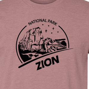 Zion National Park T-Shirt, Vintage Canyon Landscape Graphic for Hiking and Camping Trips