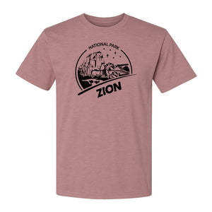 Zion National Park T-Shirt, Vintage Canyon Landscape Graphic for Hiking and Camping Trips