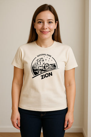 Zion National Park T-Shirt, Vintage Canyon Landscape Graphic for Hiking and Camping Trips