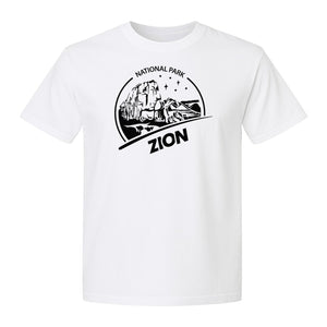 Zion National Park T-Shirt, Vintage Canyon Landscape Graphic for Hiking and Camping Trips
