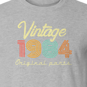 Birthday T-Shirt, Vintage 1984 Original Parts Retro Graphic for 42nd Celebrations