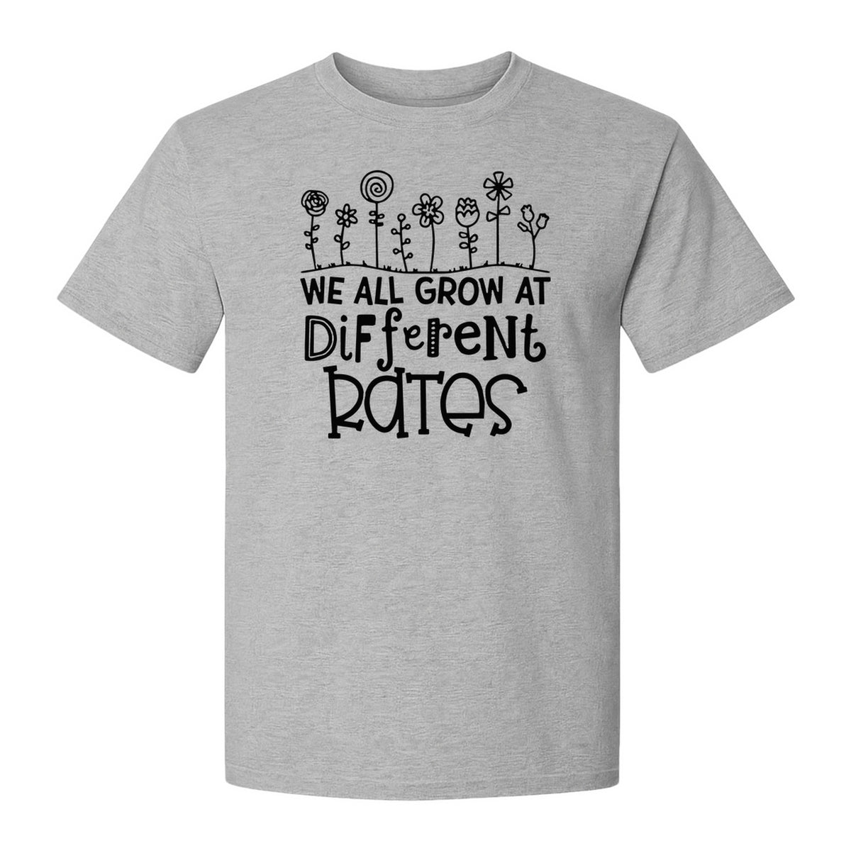 Teacher T-Shirt, We All Grow at Different Rates Floral Classroom Design for Special Education