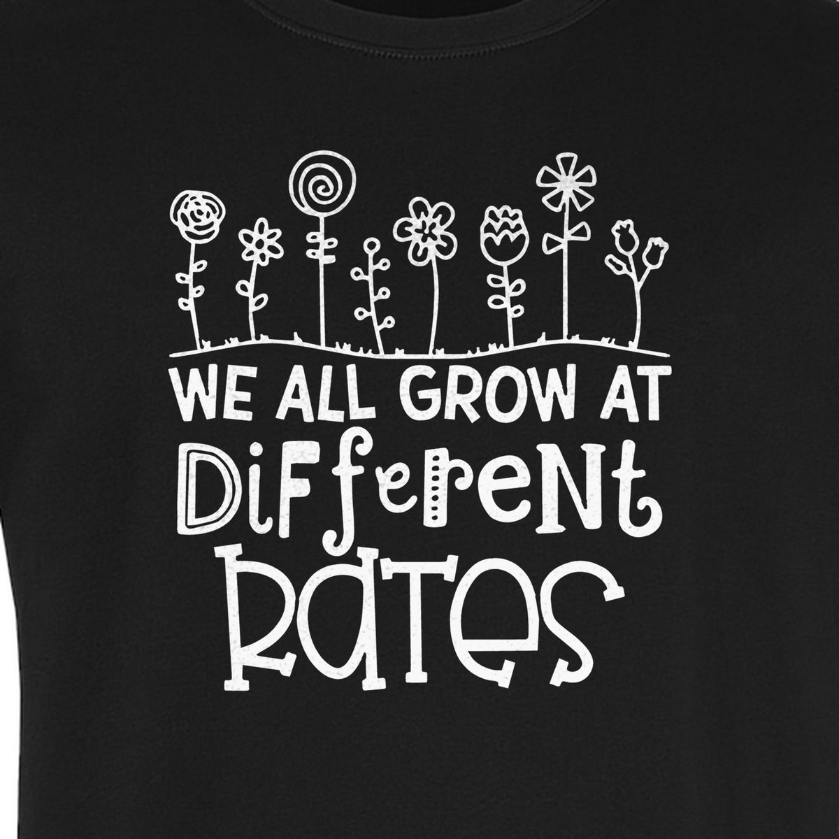 Teacher T-Shirt, We All Grow at Different Rates Floral Classroom Design for Special Education