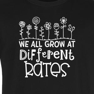 Teacher T-Shirt, We All Grow at Different Rates Floral Classroom Design for Special Education