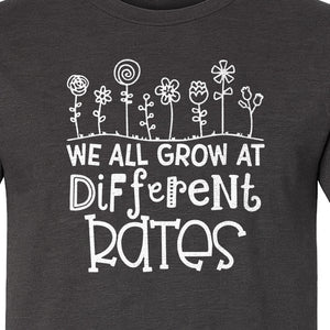 Teacher T-Shirt, We All Grow at Different Rates Floral Classroom Design for Special Education