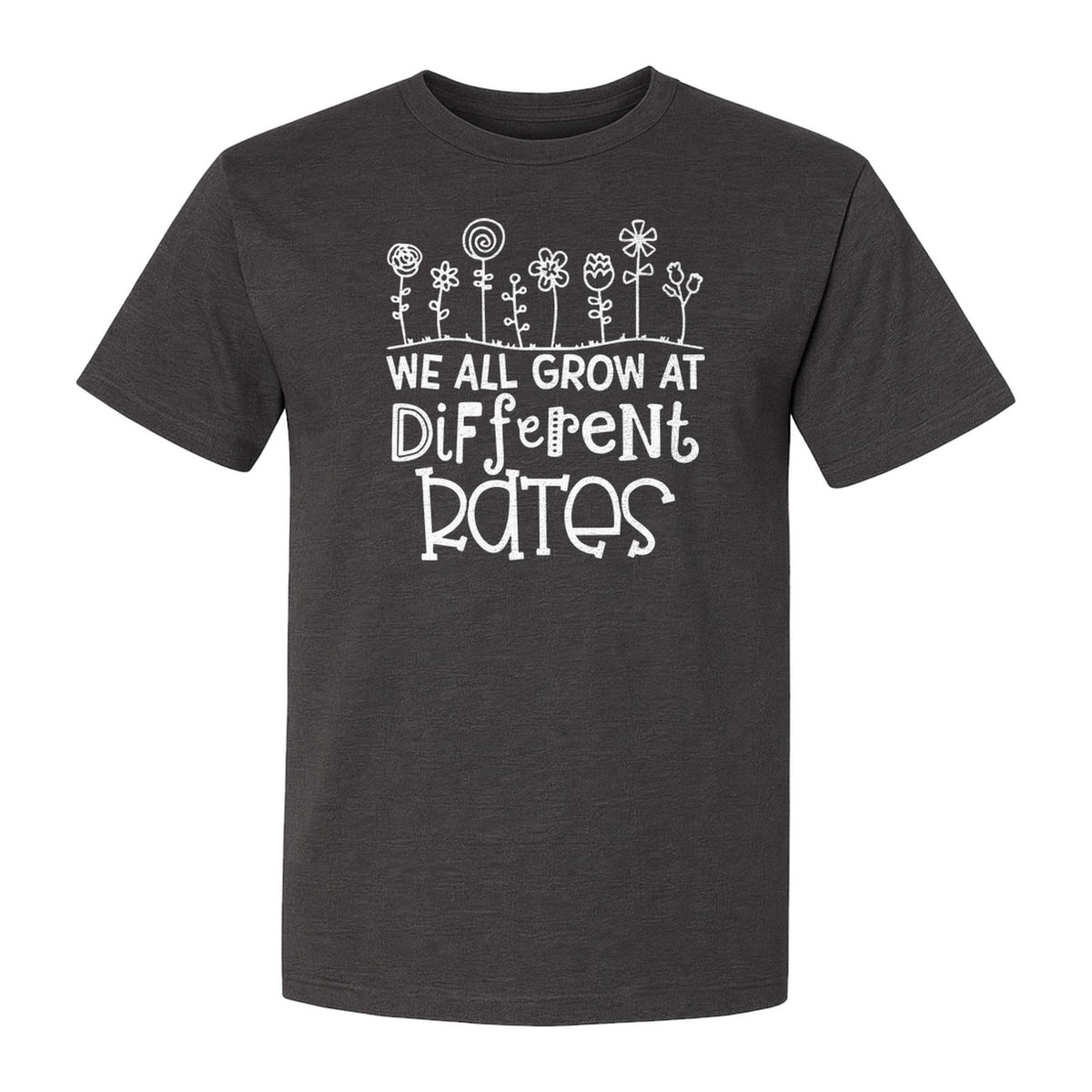 Teacher T-Shirt, We All Grow at Different Rates Floral Classroom Design for Special Education