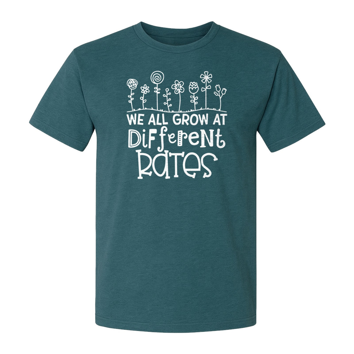 Teacher T-Shirt, We All Grow at Different Rates Floral Classroom Design for Special Education
