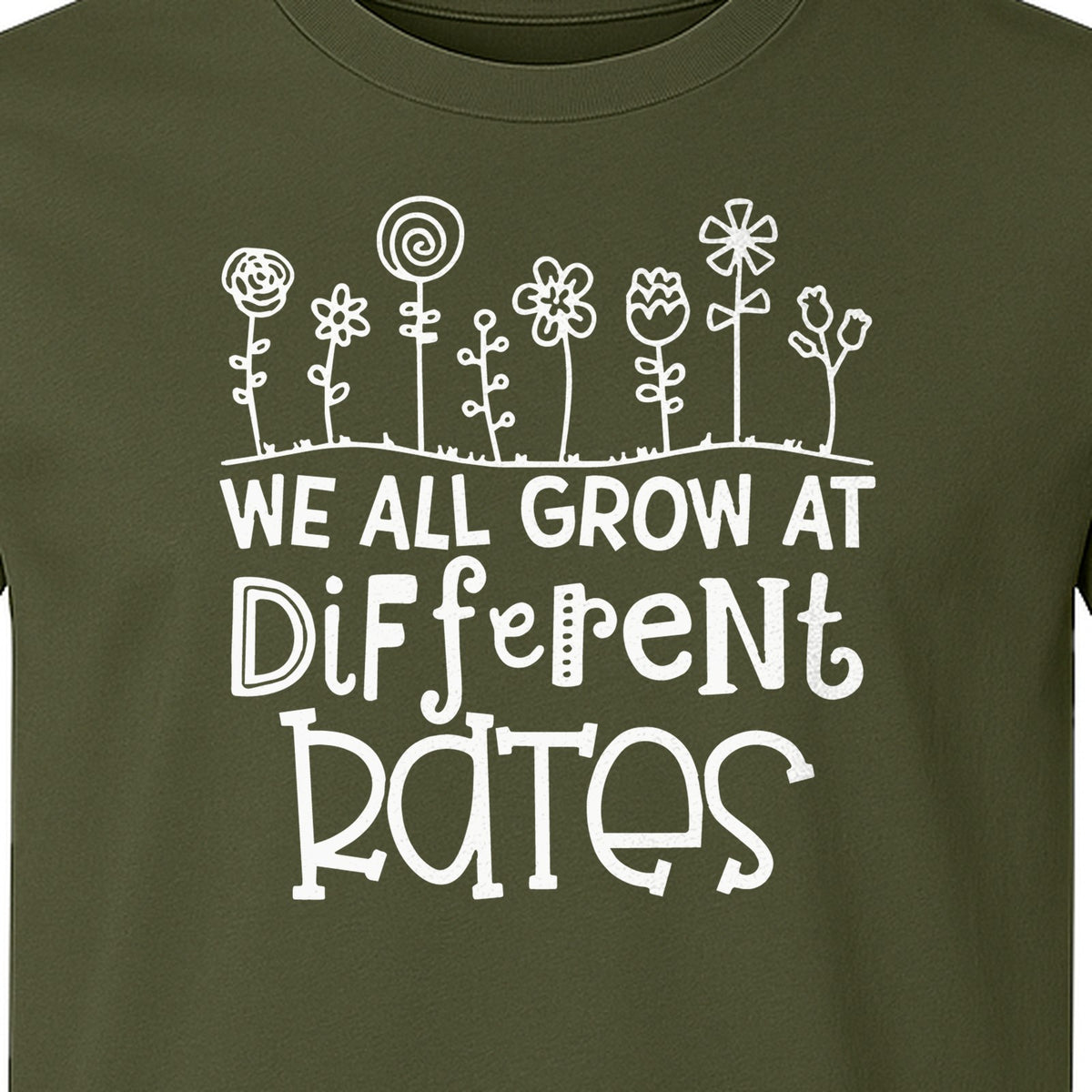 Teacher T-Shirt, We All Grow at Different Rates Floral Classroom Design for Special Education