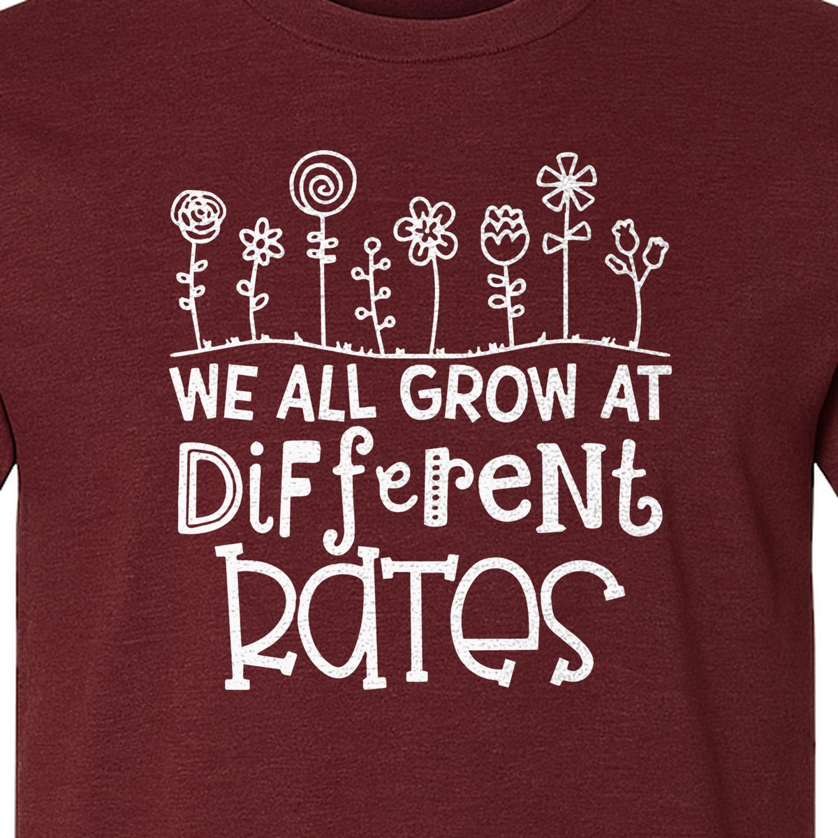 Teacher T-Shirt, We All Grow at Different Rates Floral Classroom Design for Special Education