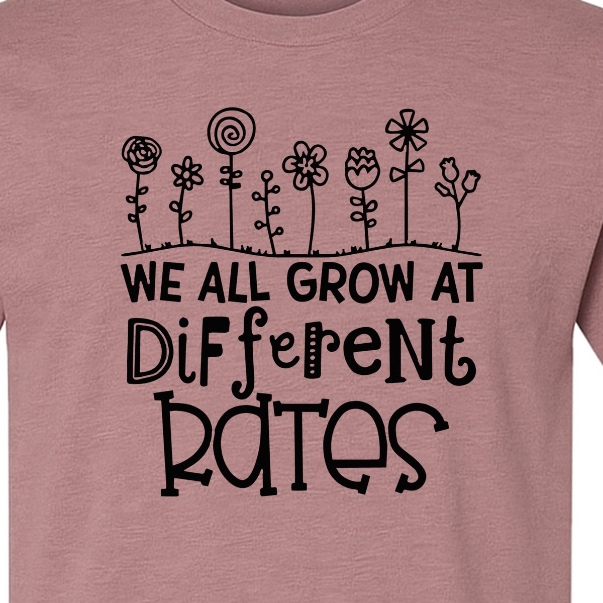 Teacher T-Shirt, We All Grow at Different Rates Floral Classroom Design for Special Education