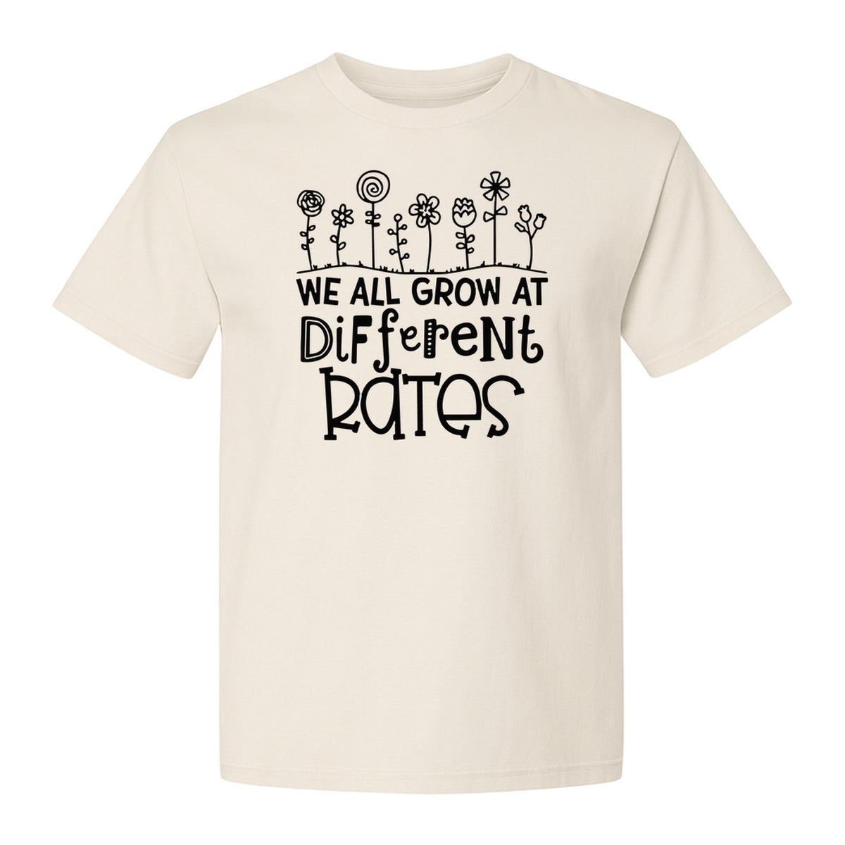 Teacher T-Shirt, We All Grow at Different Rates Floral Classroom Design for Special Education
