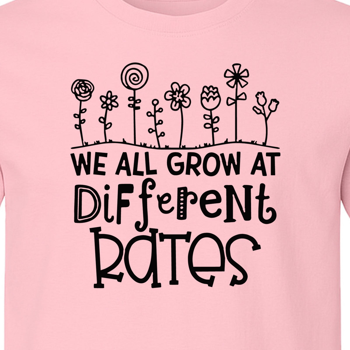 Teacher T-Shirt, We All Grow at Different Rates Floral Classroom Design for Special Education