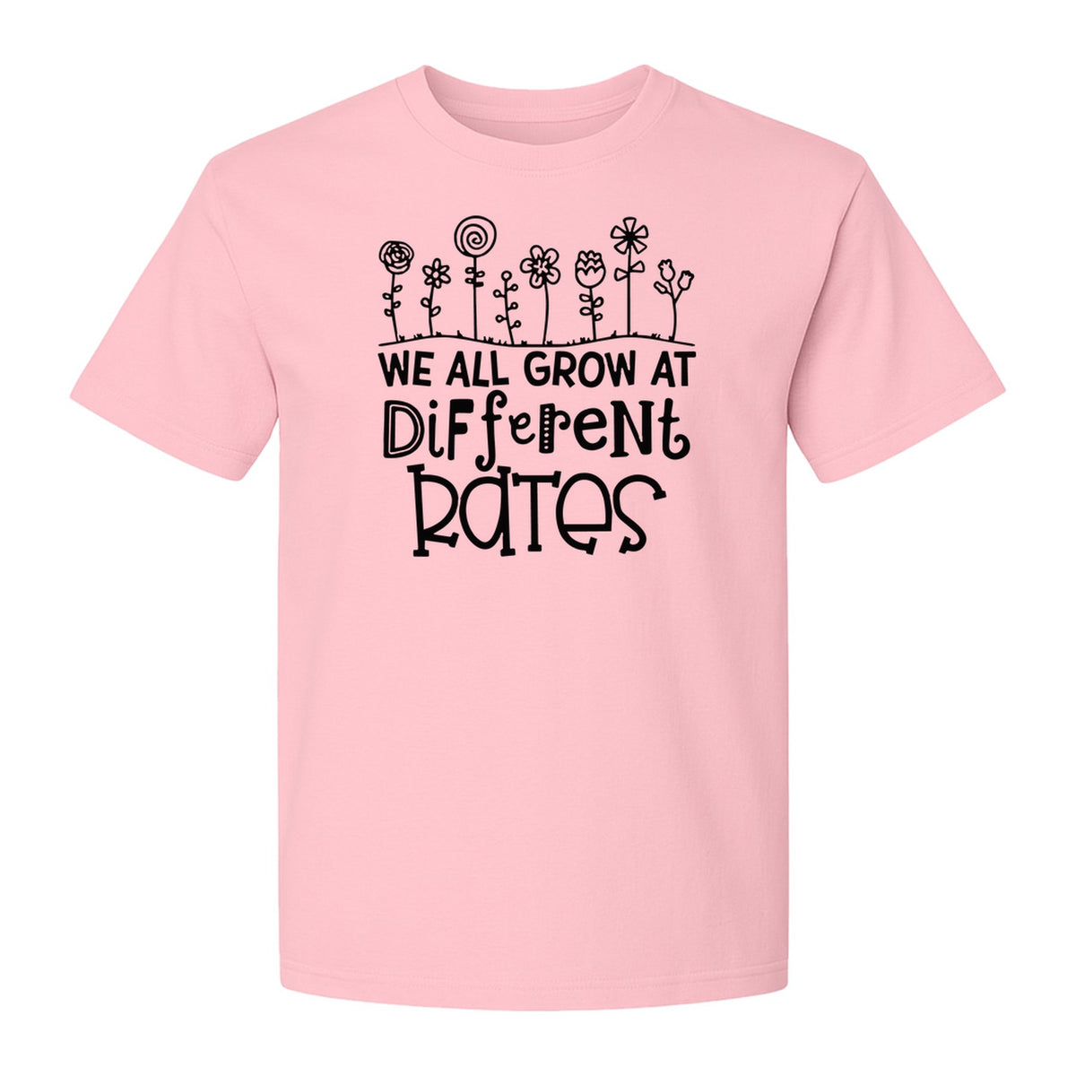 Teacher T-Shirt, We All Grow at Different Rates Floral Classroom Design for Special Education