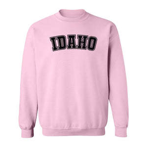 Idaho Sweatshirt, Collegiate Letter Gem State Graphic Crewneck for Men and Women